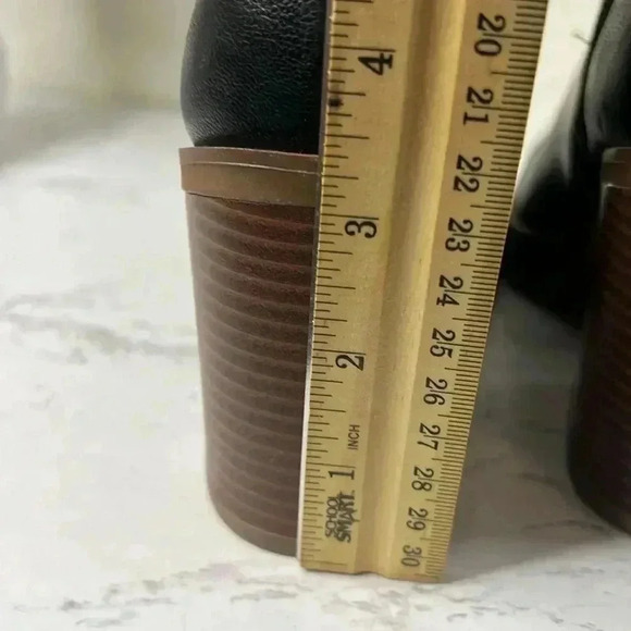 SUN STONE Black Cushioned Goring Denverr Square Toe Block Heel Zip-Up Booties 6M - Picture 12 of 16